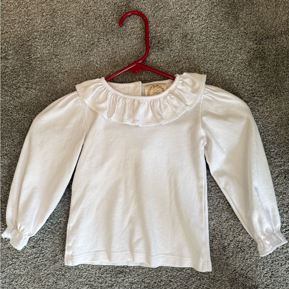 The Beaufort Bonnet Company White Ruffled Long Sleeve Tee
